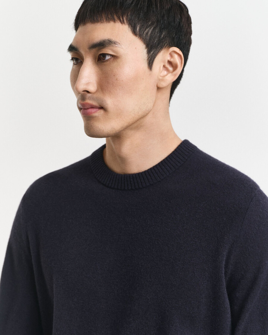 cashmere crew neck sweater - evening blue