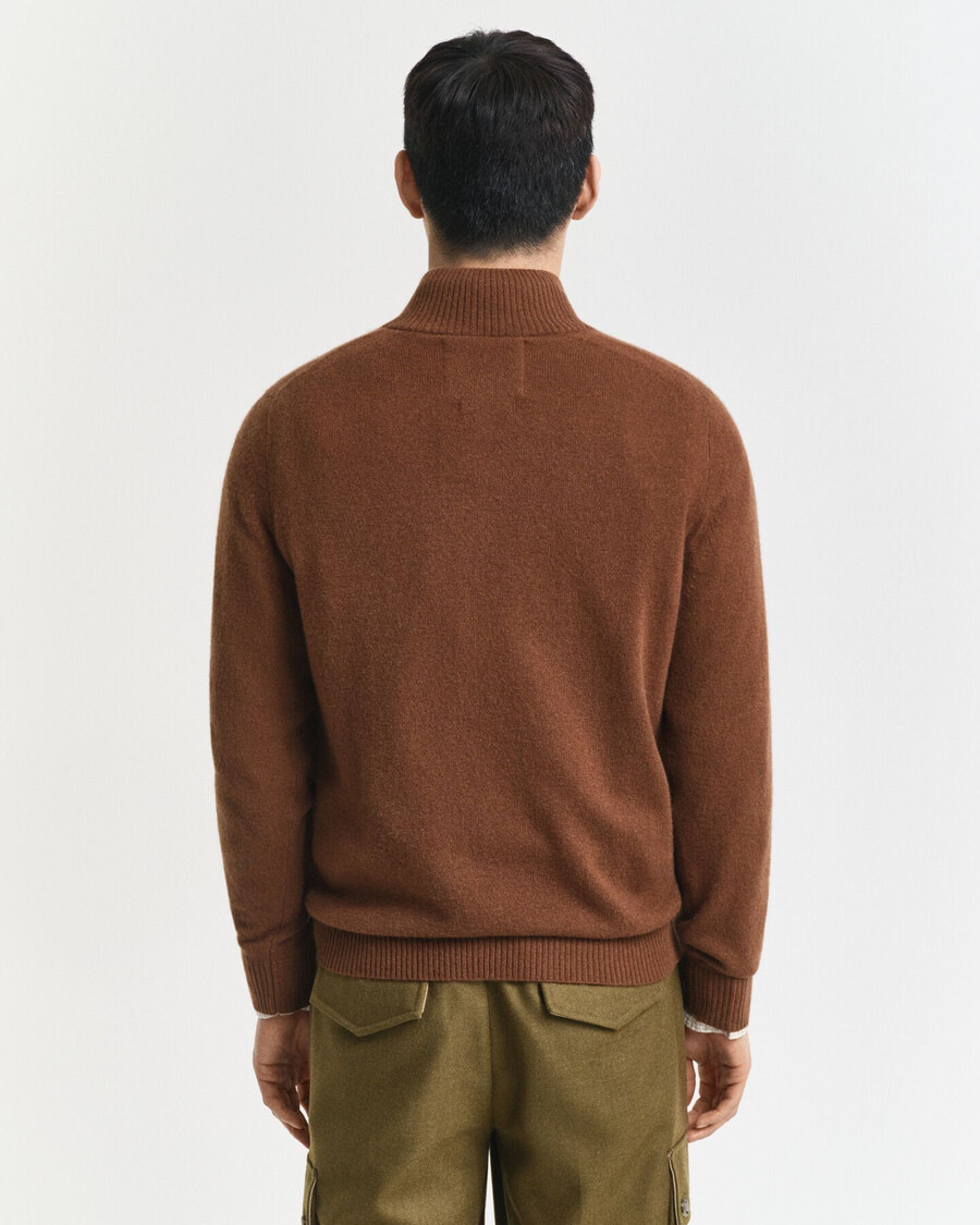 cashmere halfzip sweater - mahogany brown
