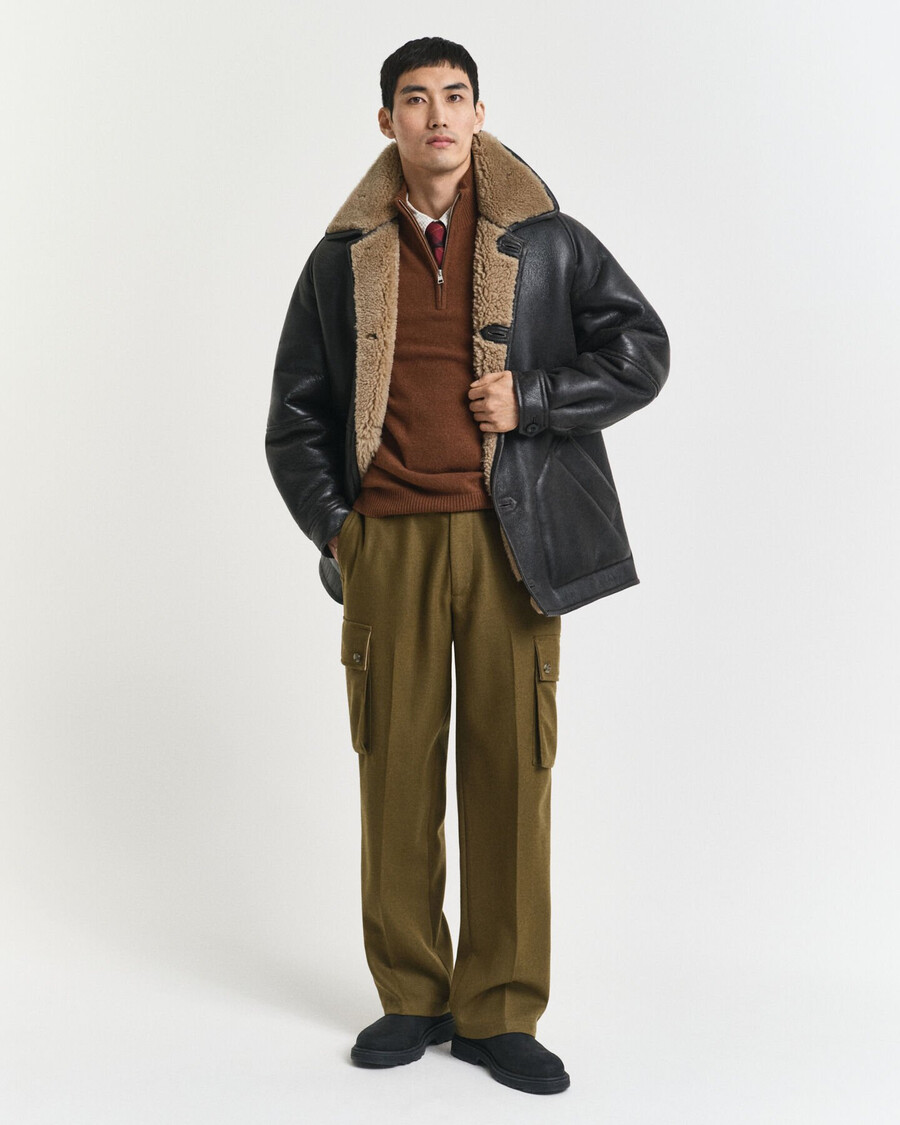 cashmere halfzip sweater - mahogany brown