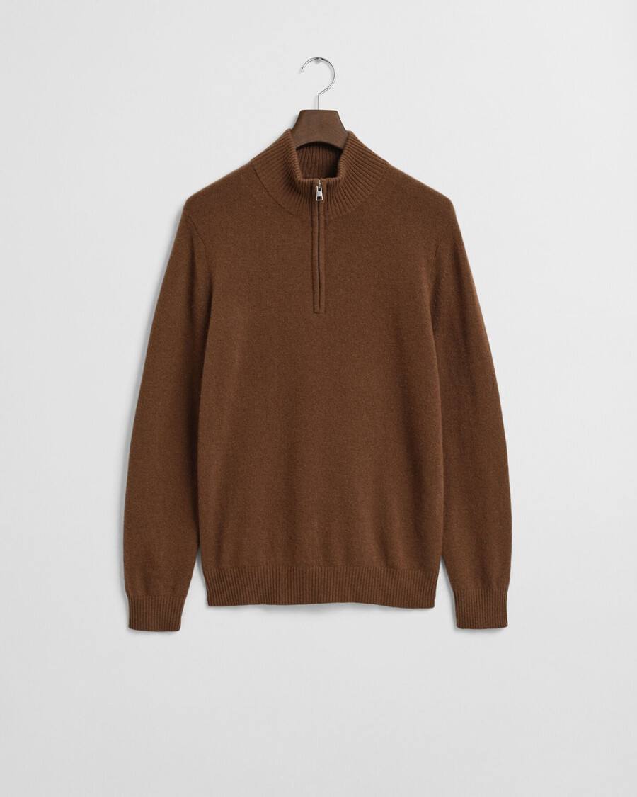 cashmere halfzip sweater - mahogany brown