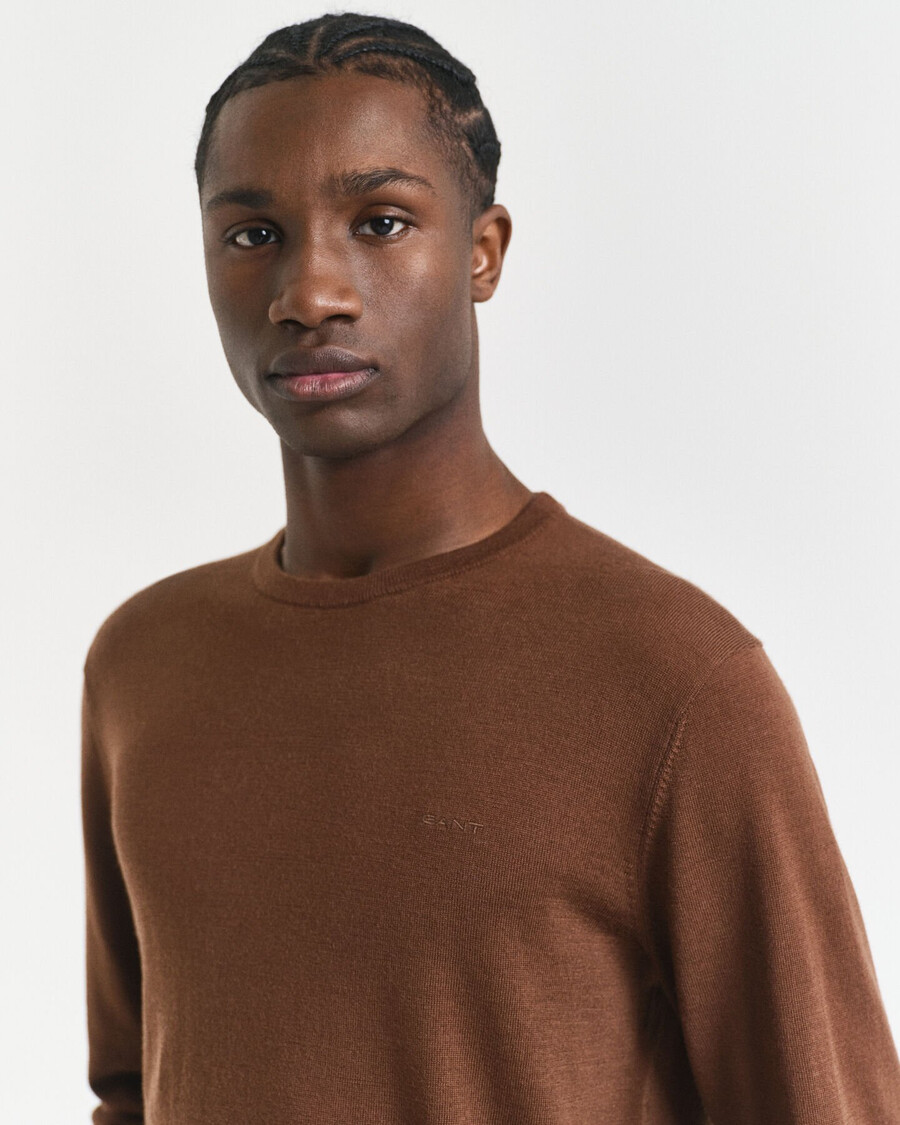 merino wool crew neck sweater - mahogany brown