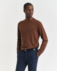 merino wool crew neck sweater - mahogany brown