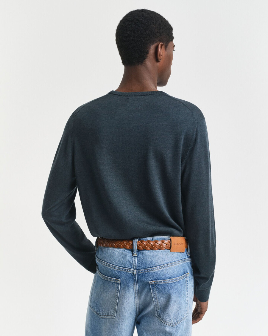 merino wool crew neck sweater - tartan green
