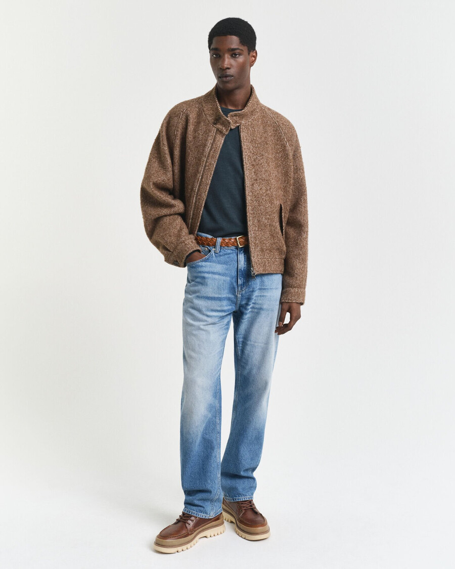merino wool crew neck sweater - tartan green