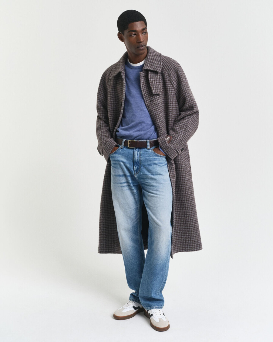 merino wool crew neck sweater - stone blue melange