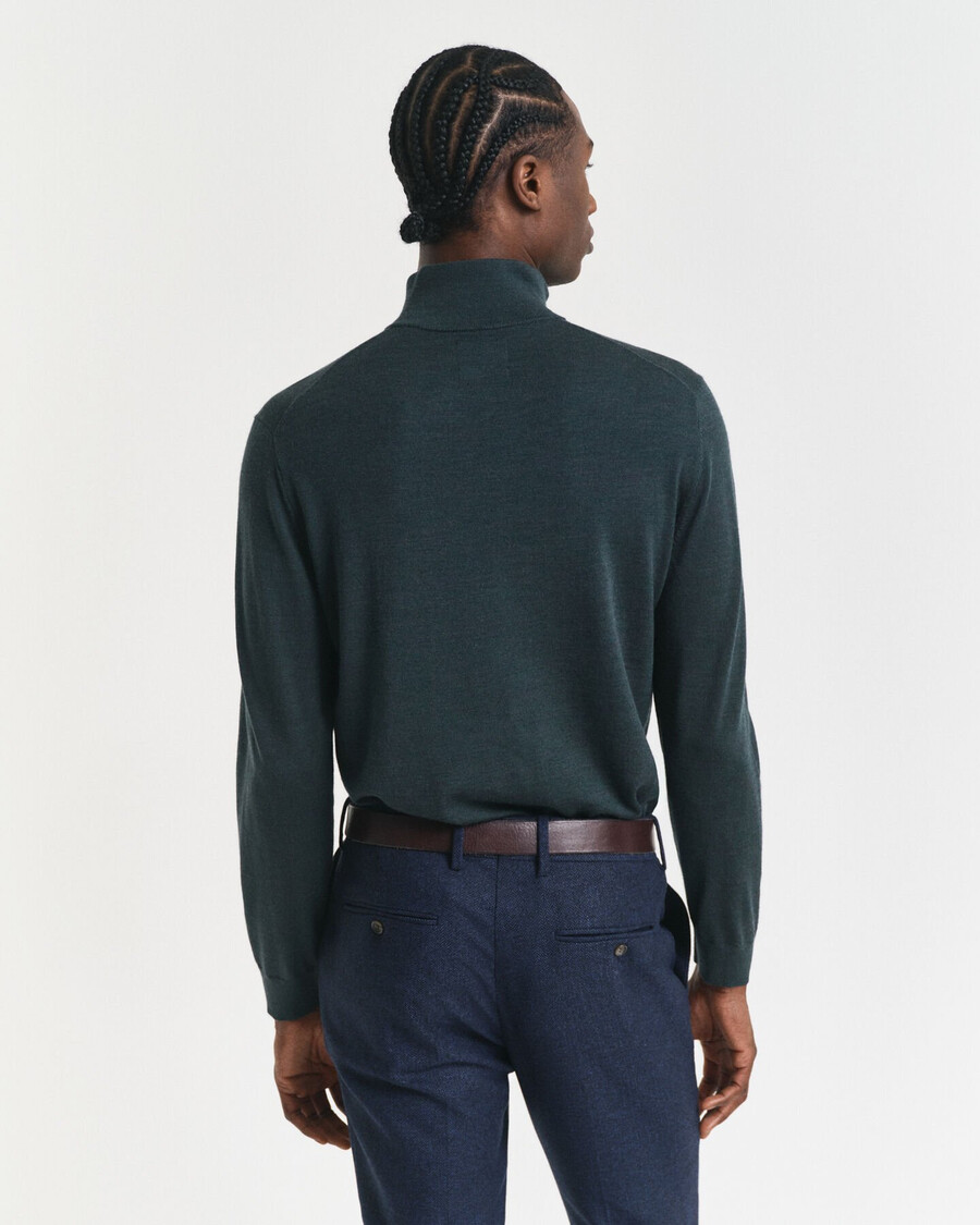extra fine merino wool halfzip sweater - tartan green