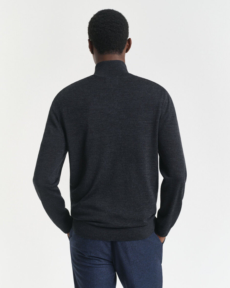 extra fine merino wool halfzip sweater - dark charcoal melange
