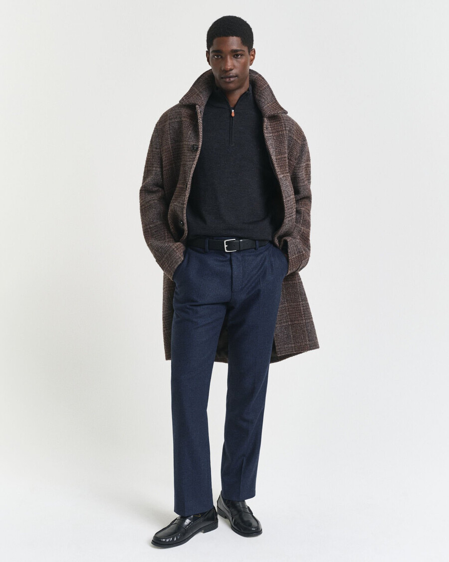 extra fine merino wool halfzip sweater - dark charcoal melange