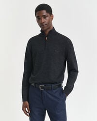 extra fine merino wool halfzip sweater - dark charcoal melange