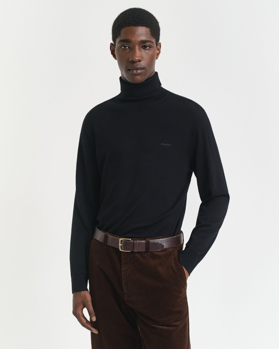 extra fine merino wool turtleneck sweater - black