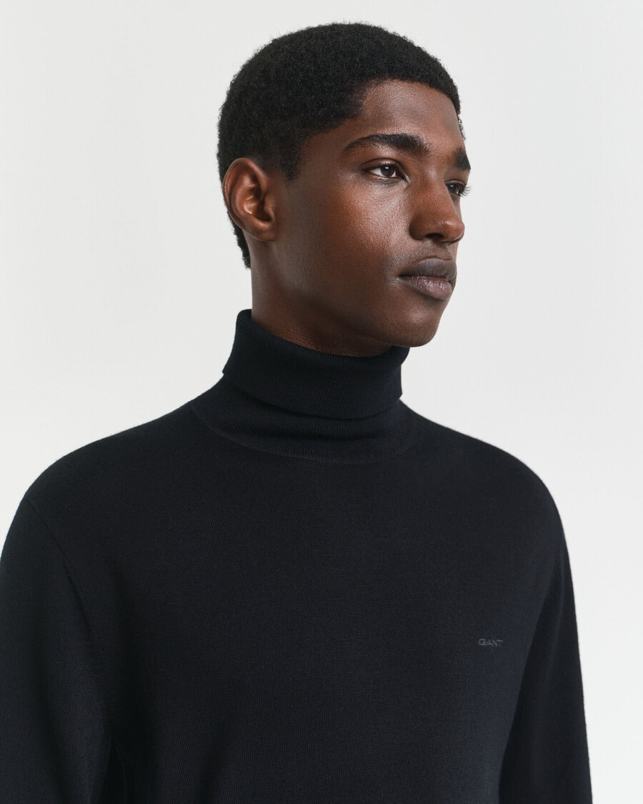 extra fine merino wool turtleneck sweater - black