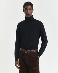 extra fine merino wool turtleneck sweater - black