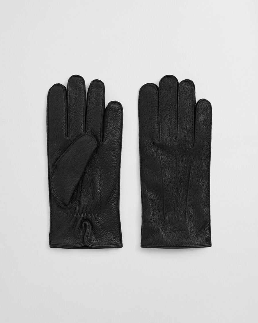 cashmere lined leather gloves - black
