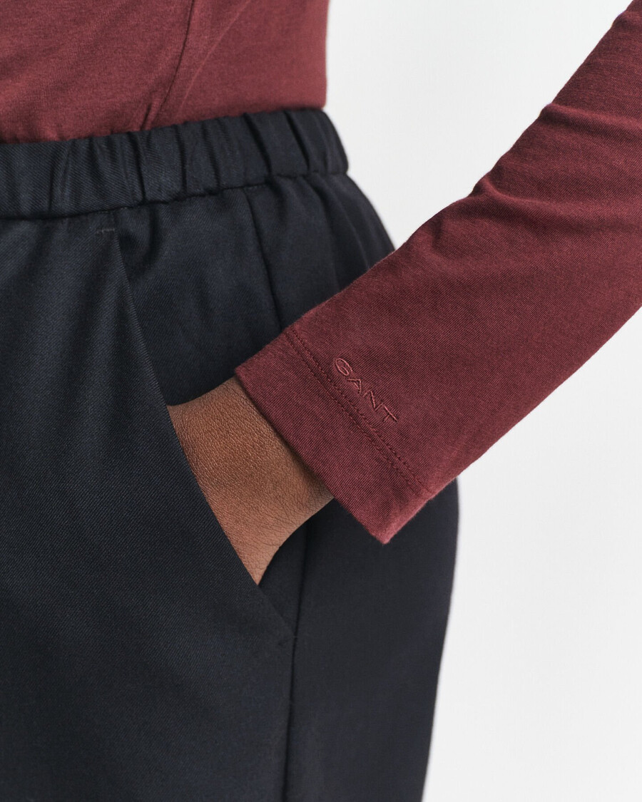 lightweight cotton turtleneck top - plum wine