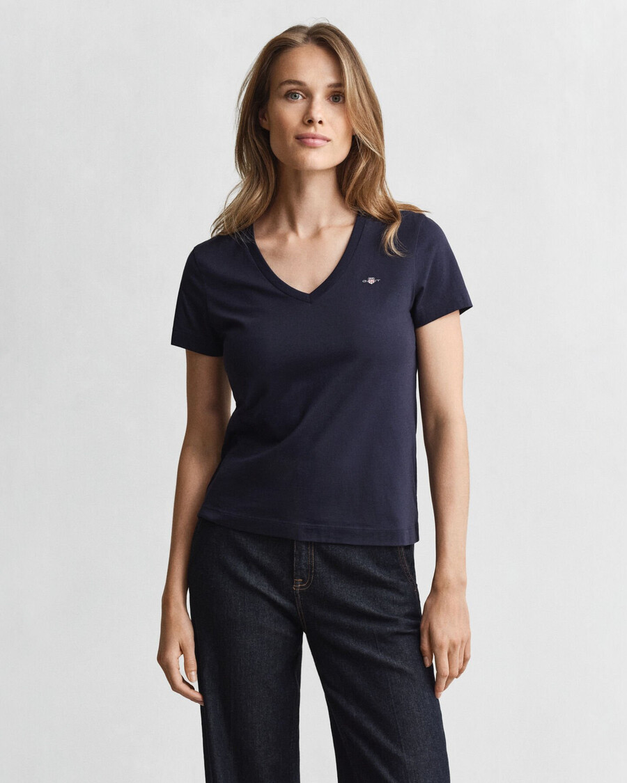 shield vneck tshirt - evening blue