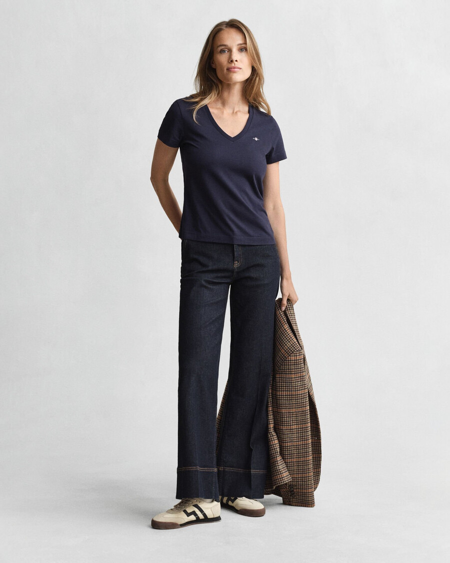 shield vneck tshirt - evening blue
