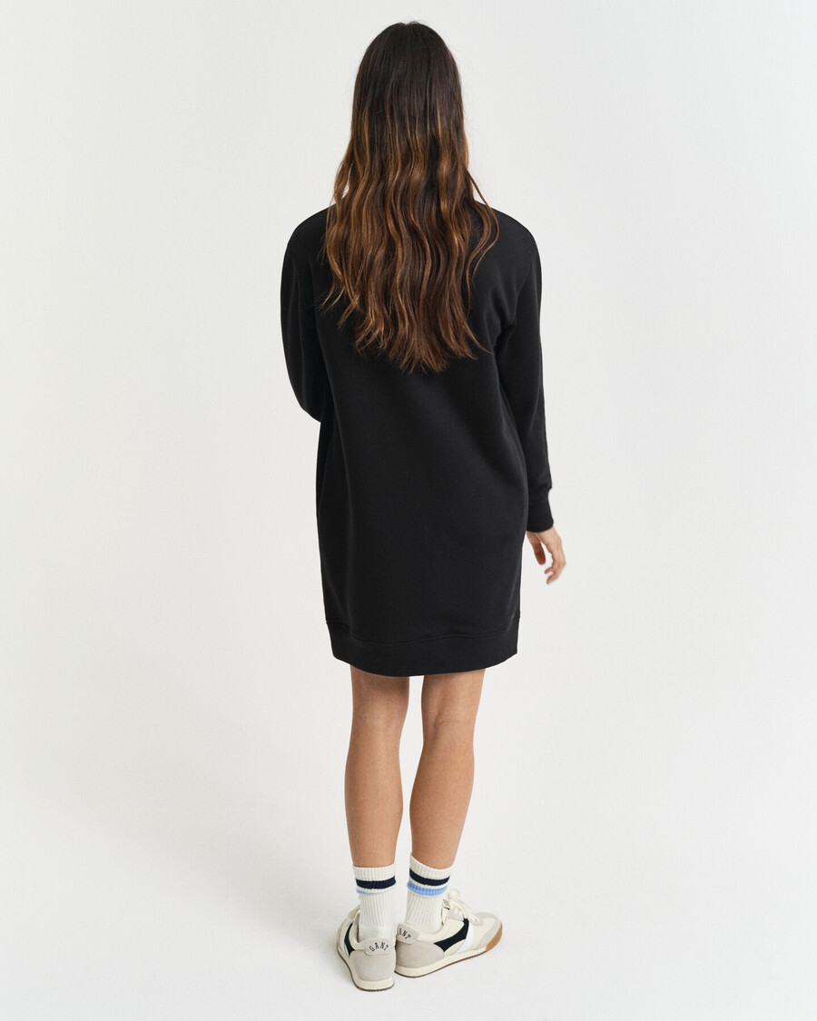 shield crew neck sweat dress - black