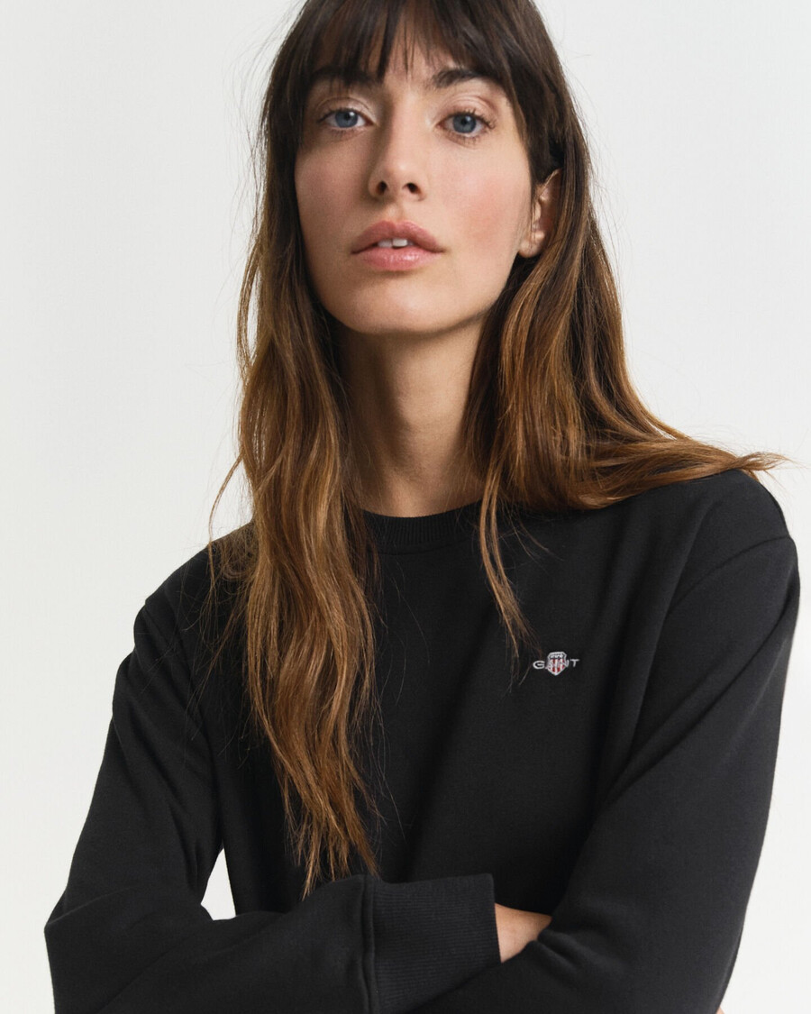 shield crew neck sweat dress - black