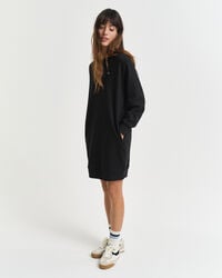 shield crew neck sweat dress - black