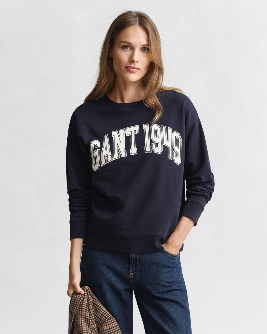 graphic crew neck sweatshirt - marine