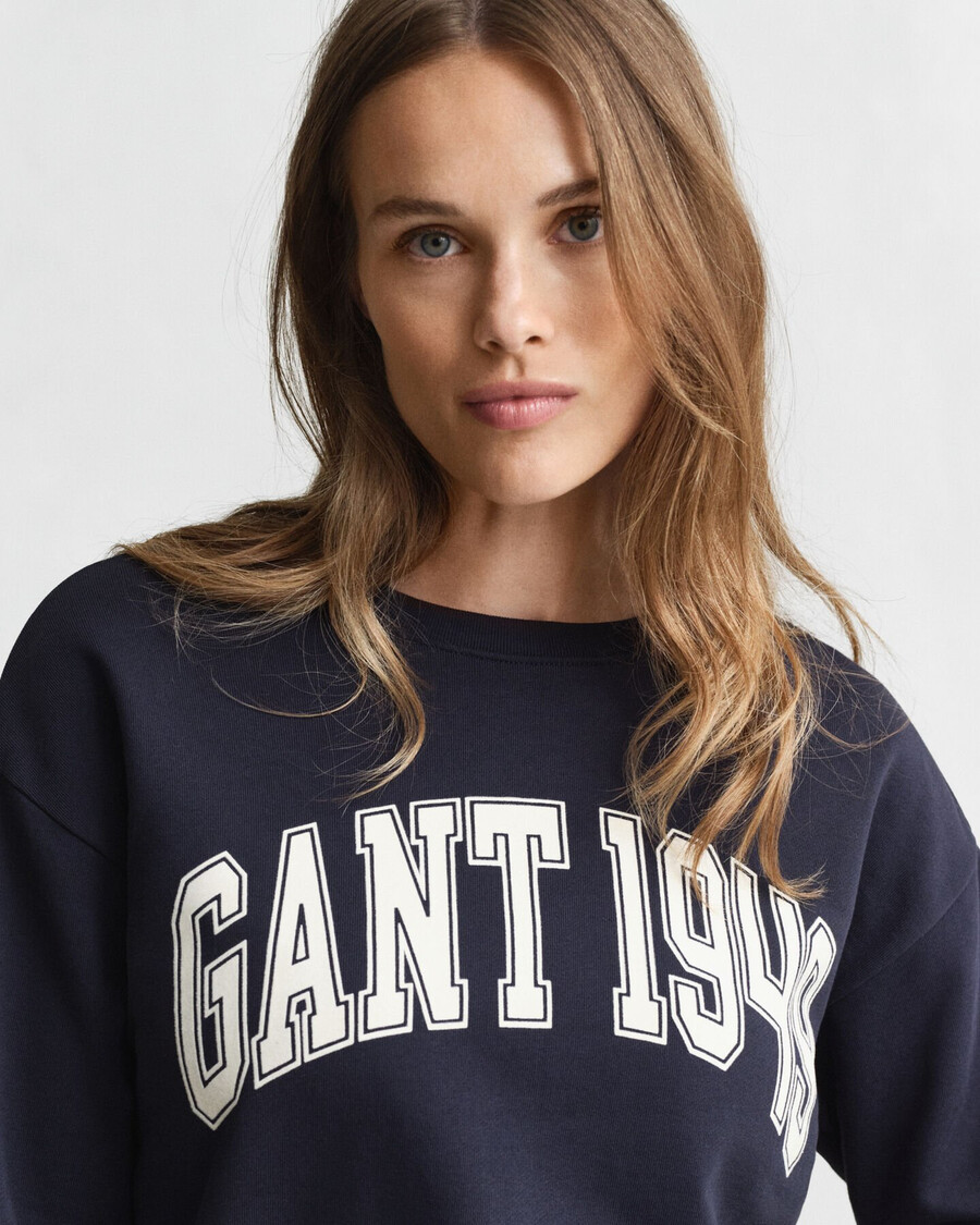 graphic crew neck sweatshirt - marine