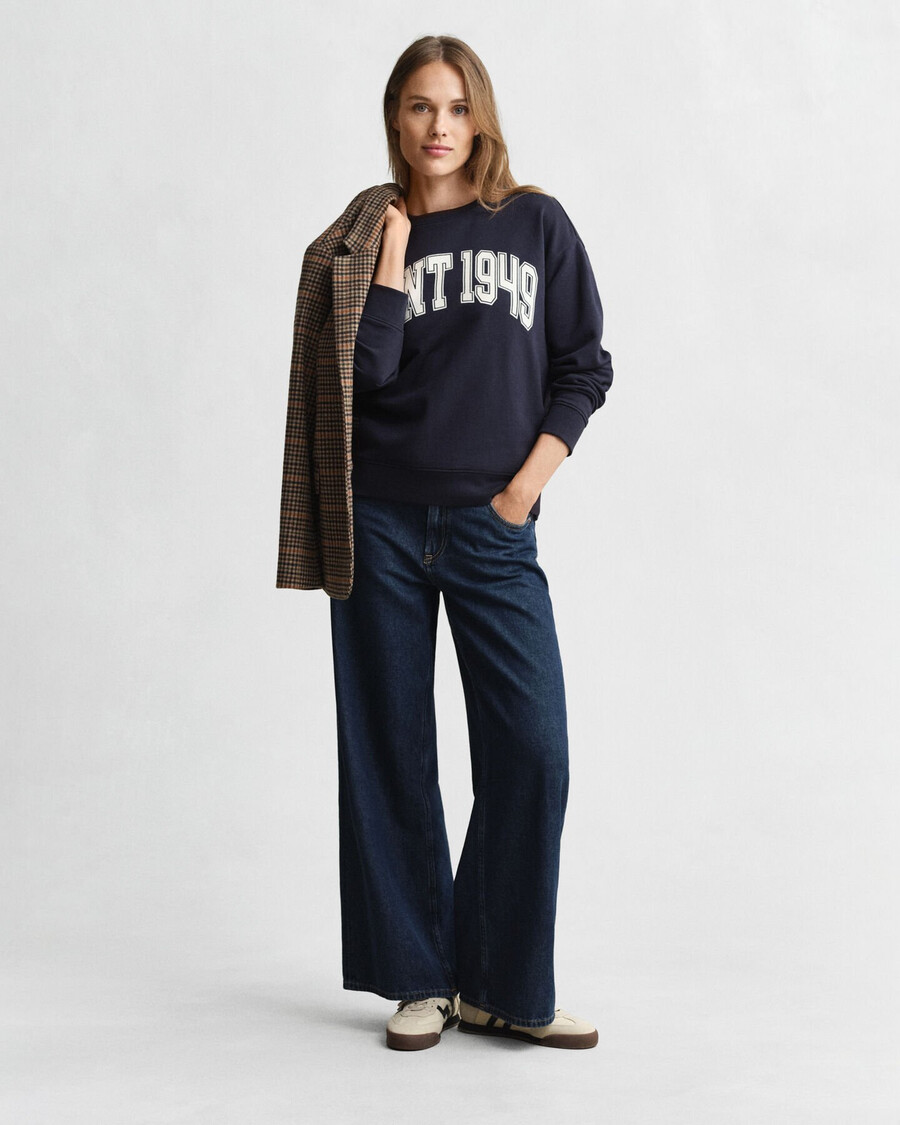 graphic crew neck sweatshirt - marine
