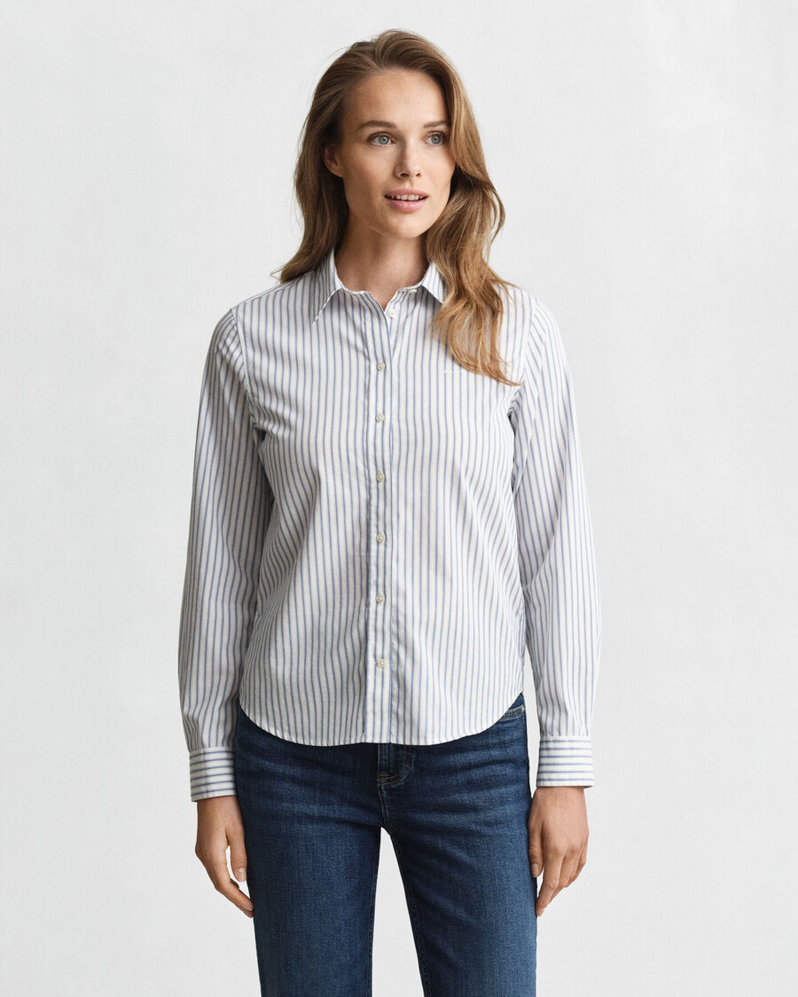regular fit striped poplin shirt - eggshell