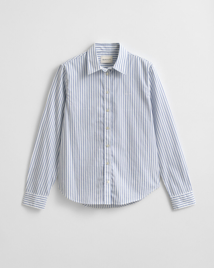 regular fit striped poplin shirt - eggshell