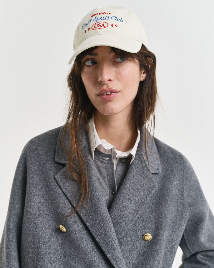 handstitched detail pea coat - charcoal melange