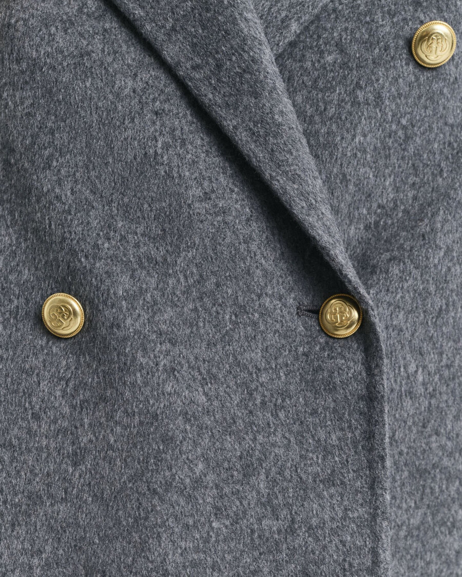 handstitched detail pea coat - charcoal melange