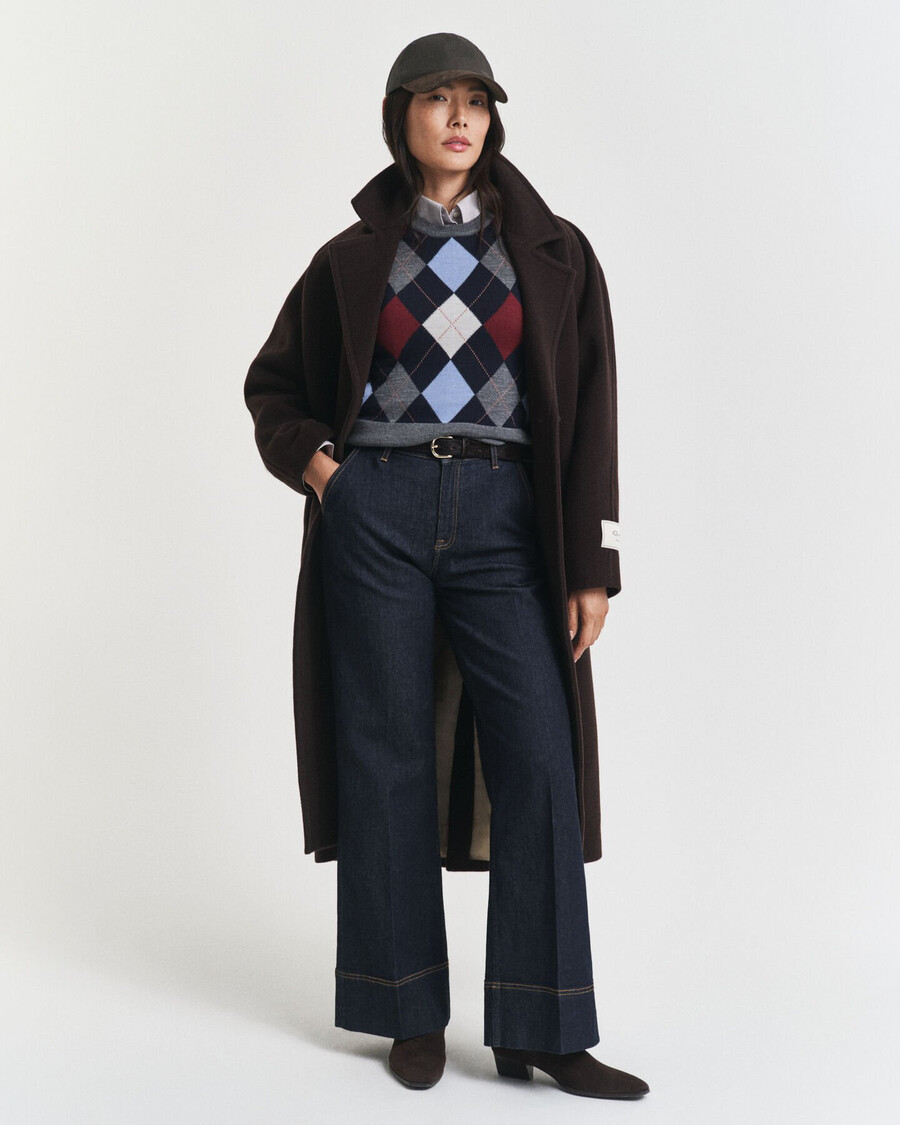 argyle crew neck vest - charcoal melange