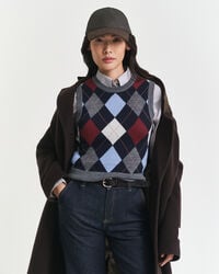 argyle crew neck vest - charcoal melange