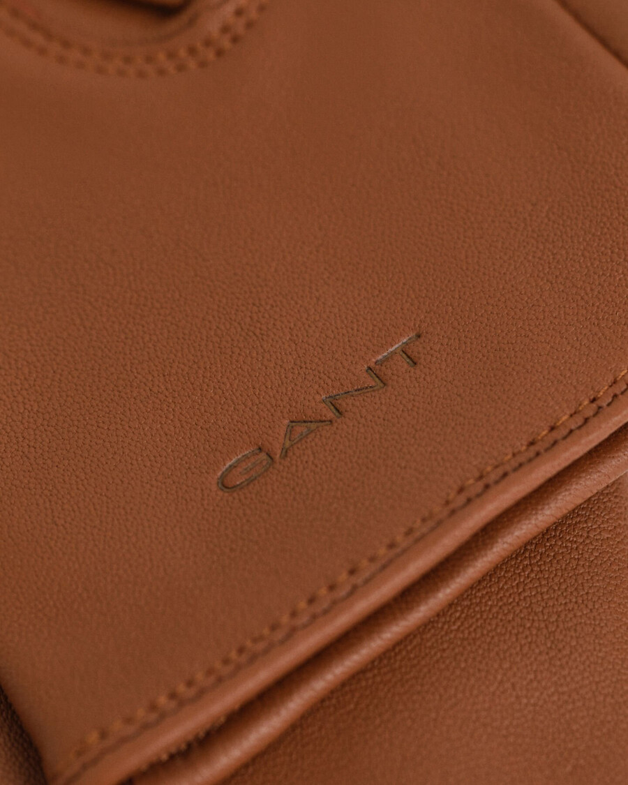cashmere lined leather gloves - cognac