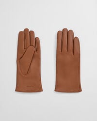 cashmere lined leather gloves - cognac