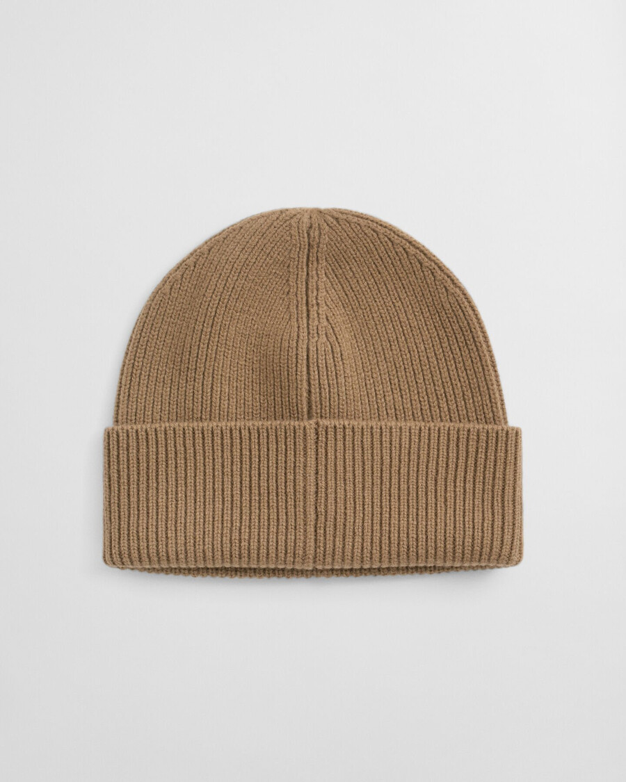 ribbed wool beanie - warm khaki